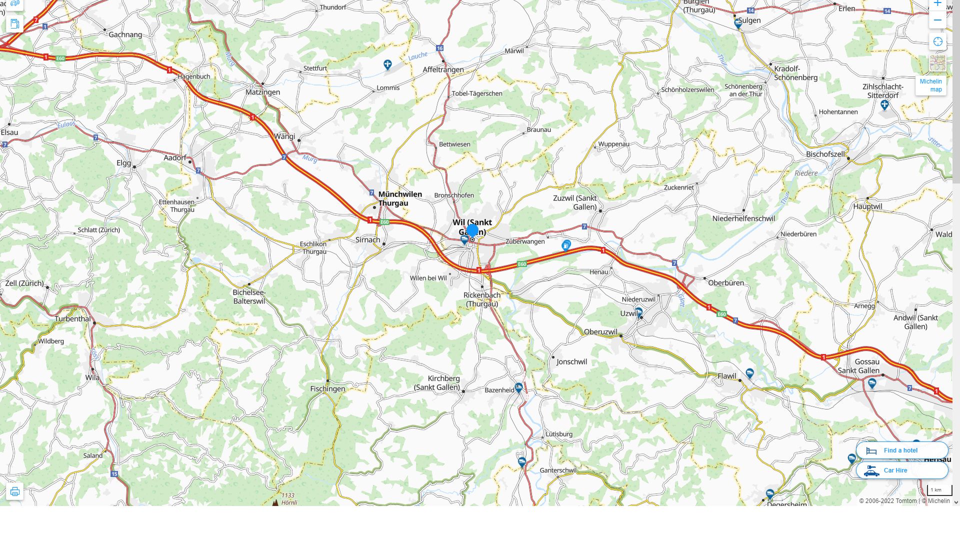 Wil Suisse Autoroute et carte routiere